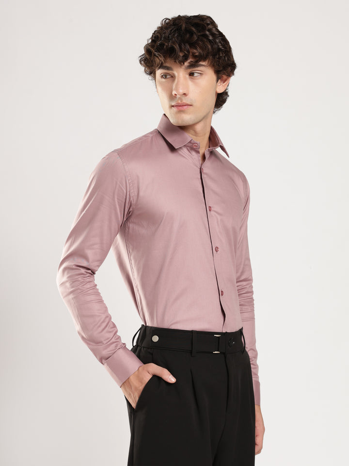 Violet Solid Slim Fit Formal Shirt