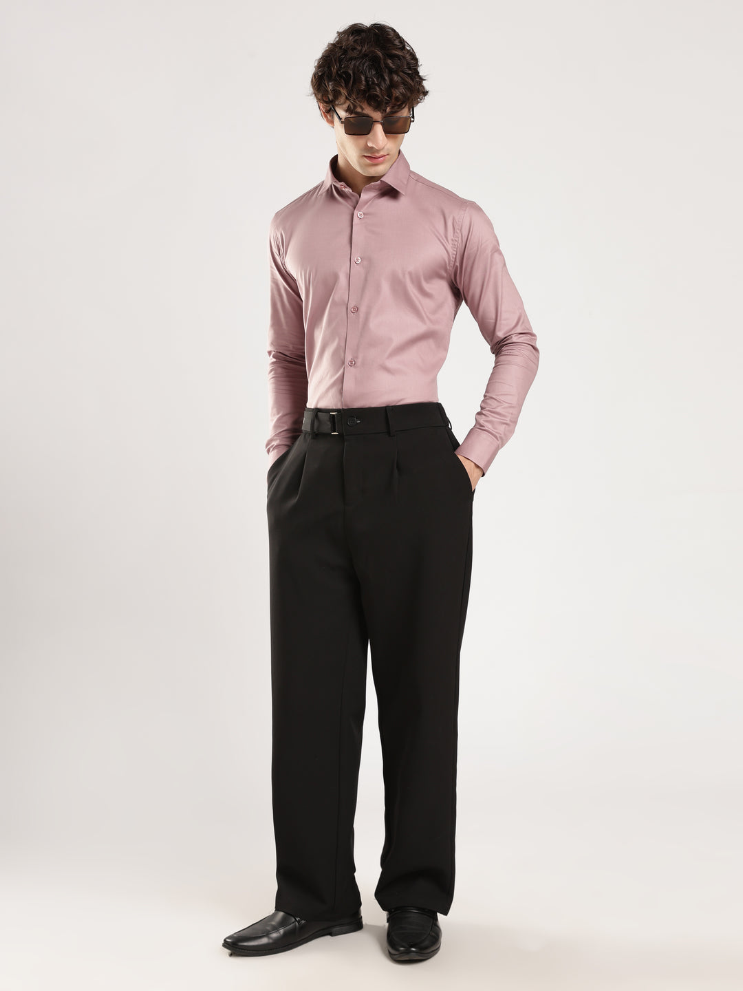 Violet Solid Slim Fit Formal Shirt