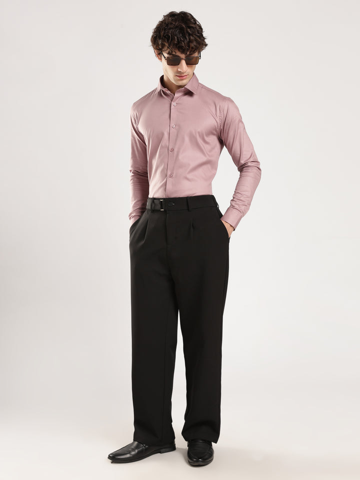 Violet Solid Slim Fit Formal Shirt