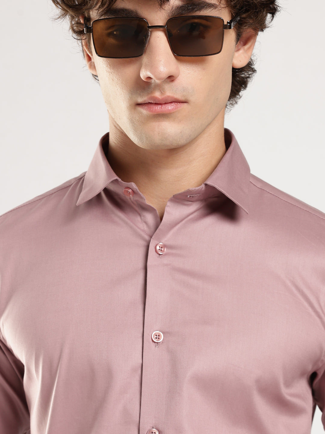 Violet Solid Slim Fit Formal Shirt