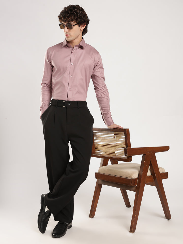 Violet Solid Slim Fit Formal Shirt