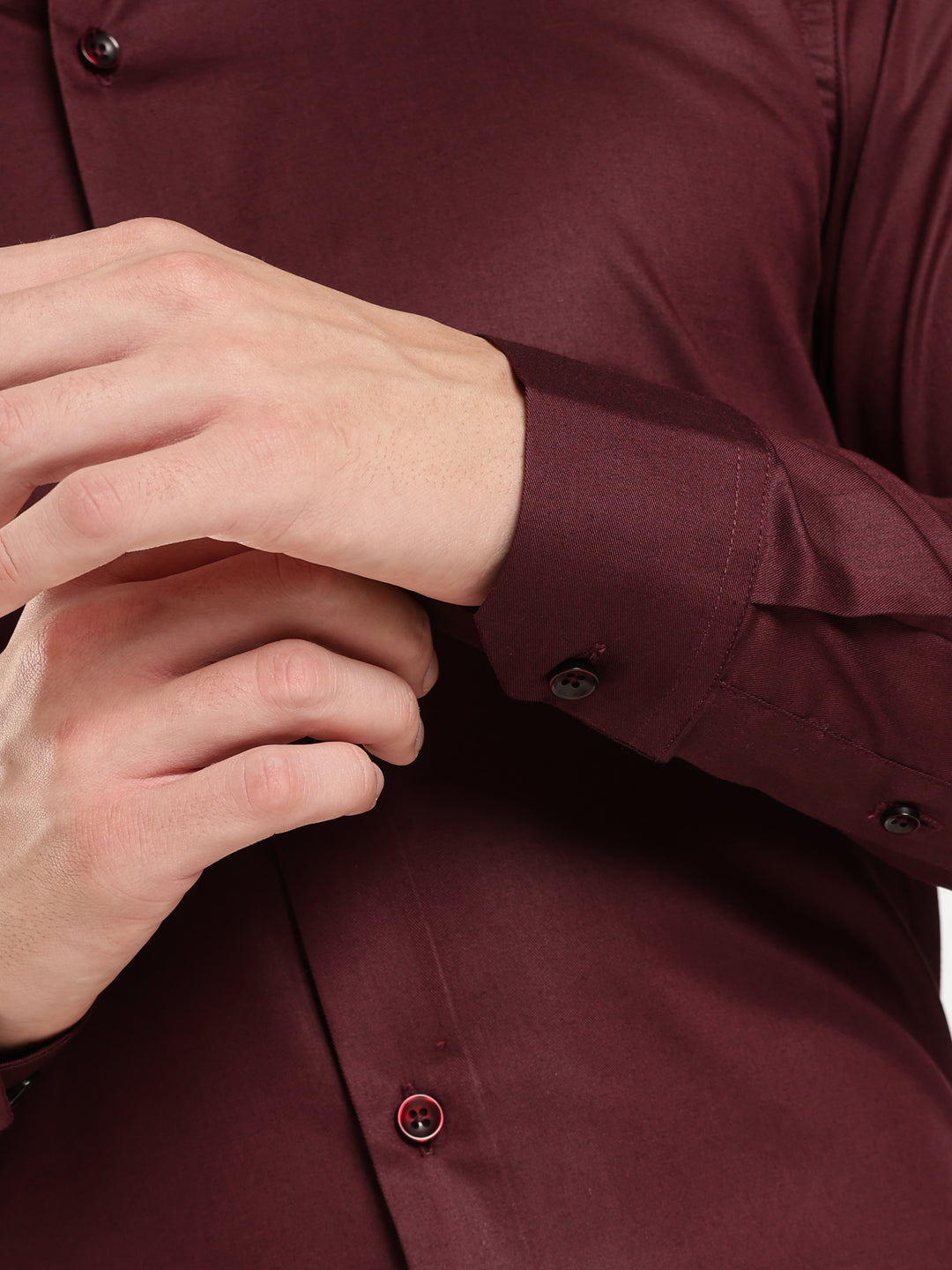 Wine Solid Slim Fit Formal Shirt