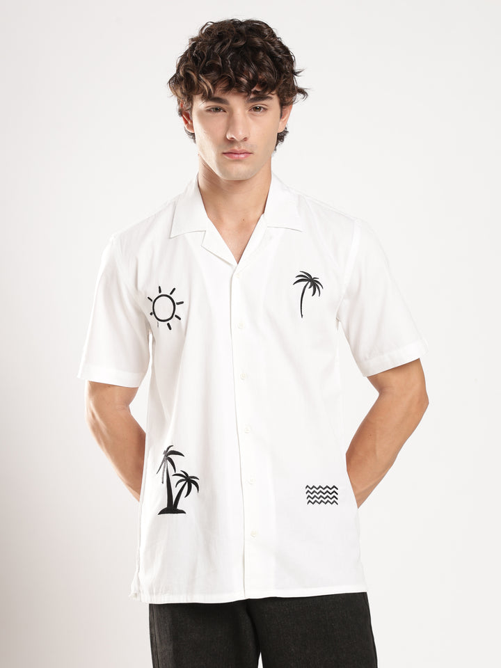 White Solid Boxy Fit Shirt