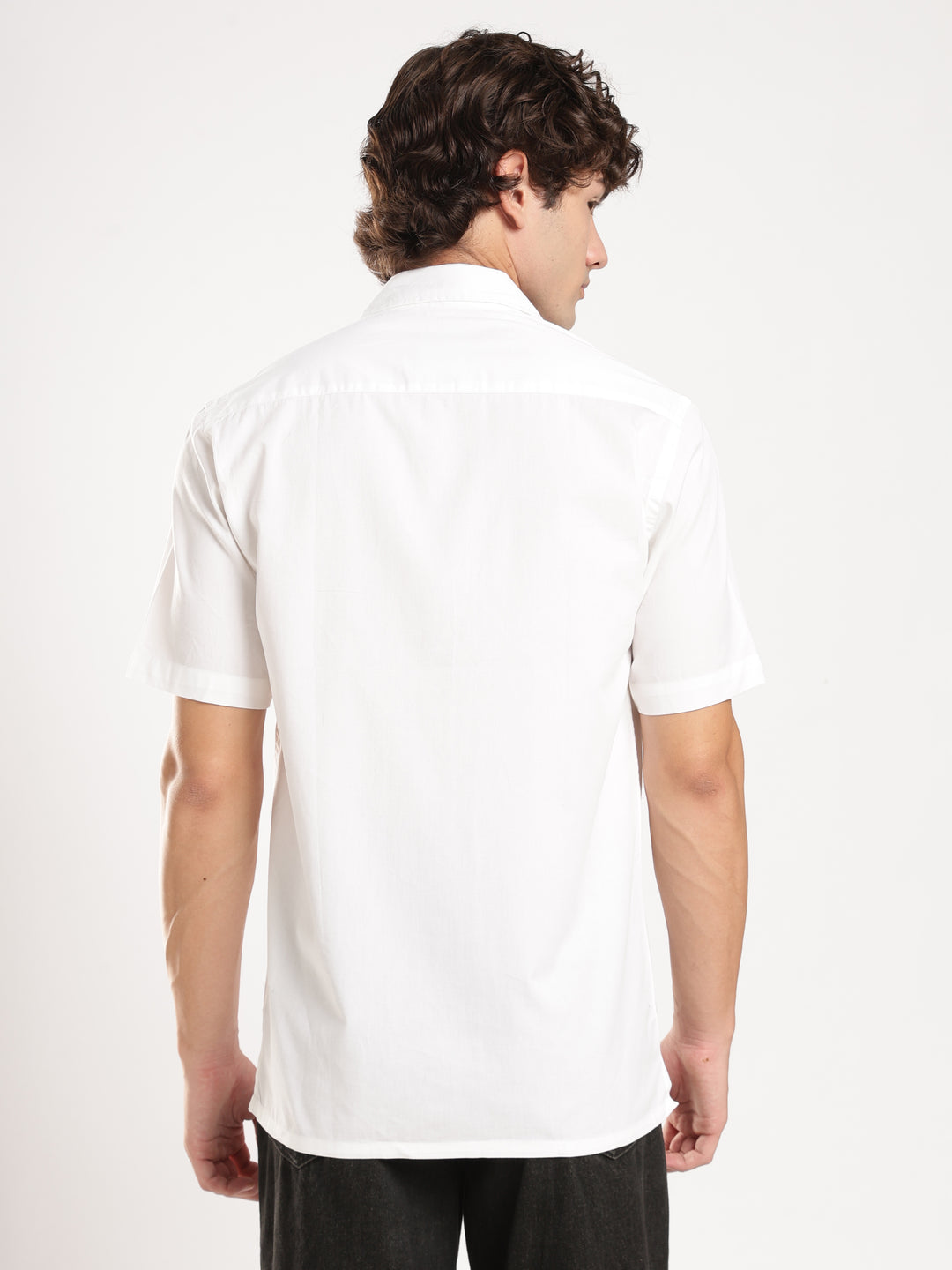 White Solid Boxy Fit Shirt