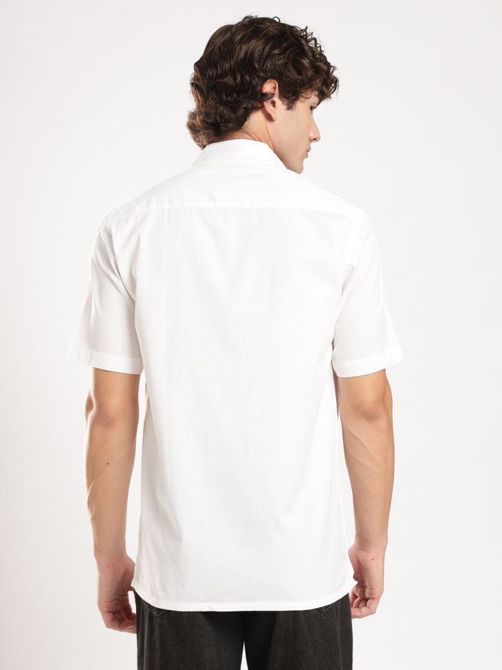 White Solid Boxy Fit Shirt