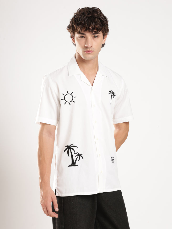 White Solid Boxy Fit Shirt