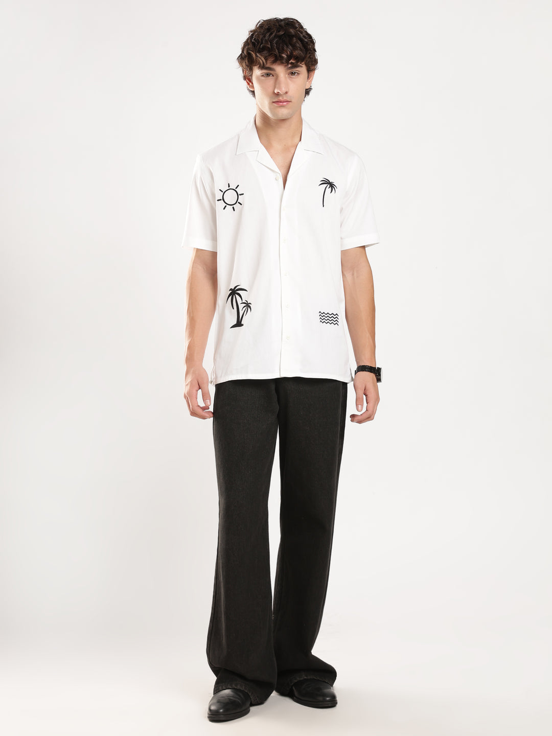 White Solid Boxy Fit Shirt