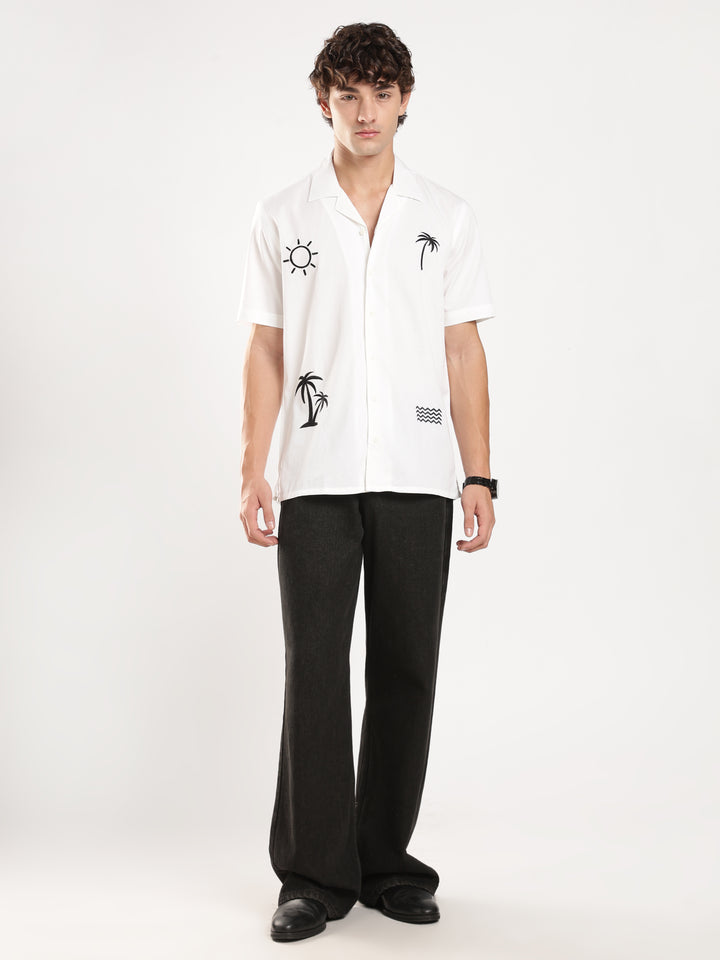 White Solid Boxy Fit Shirt
