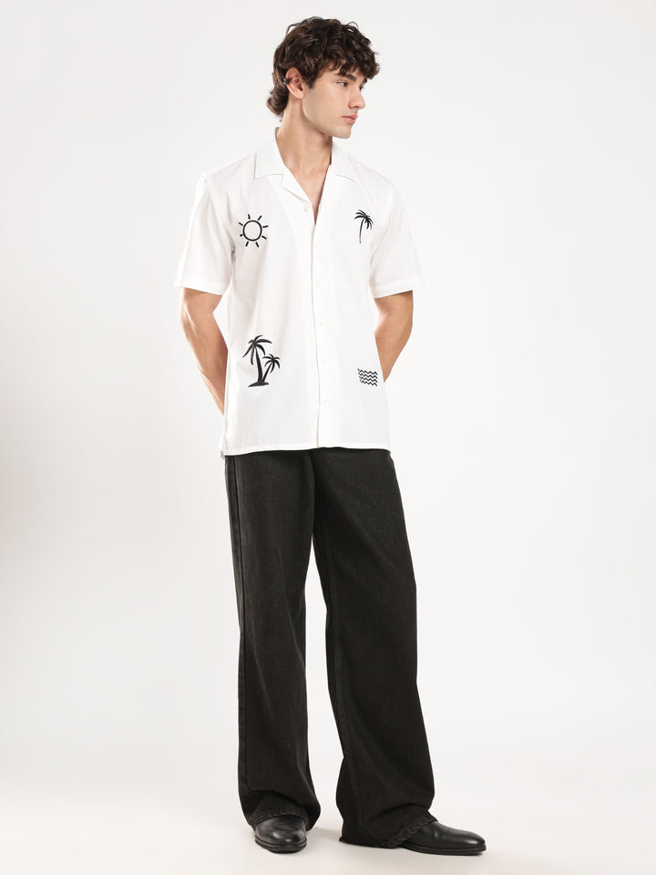 White Solid Boxy Fit Shirt