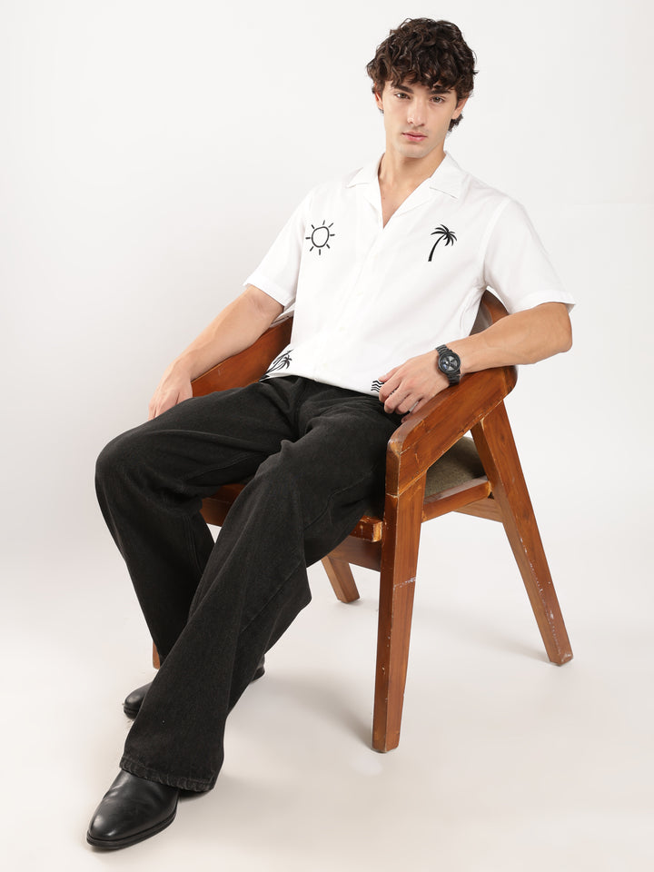 White Solid Boxy Fit Shirt