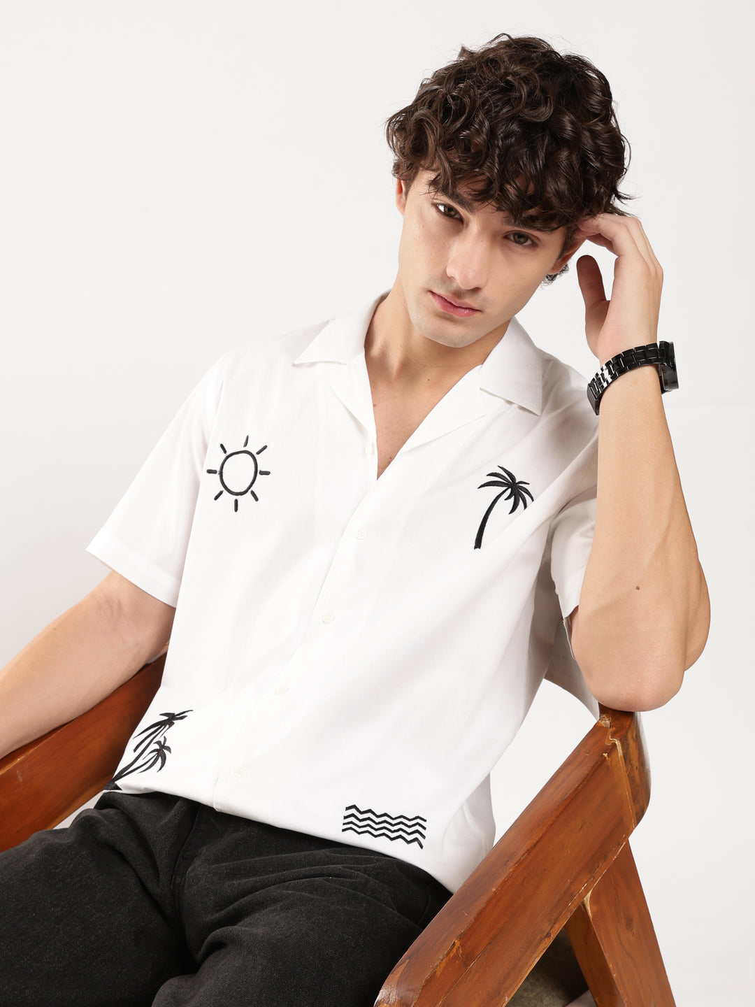 White Solid Boxy Fit Shirt