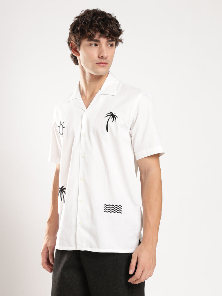 White Solid Boxy Fit Shirt