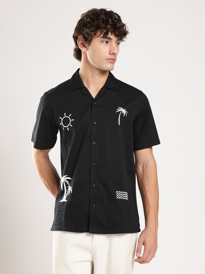 Black Solid Boxy Fit Shirt