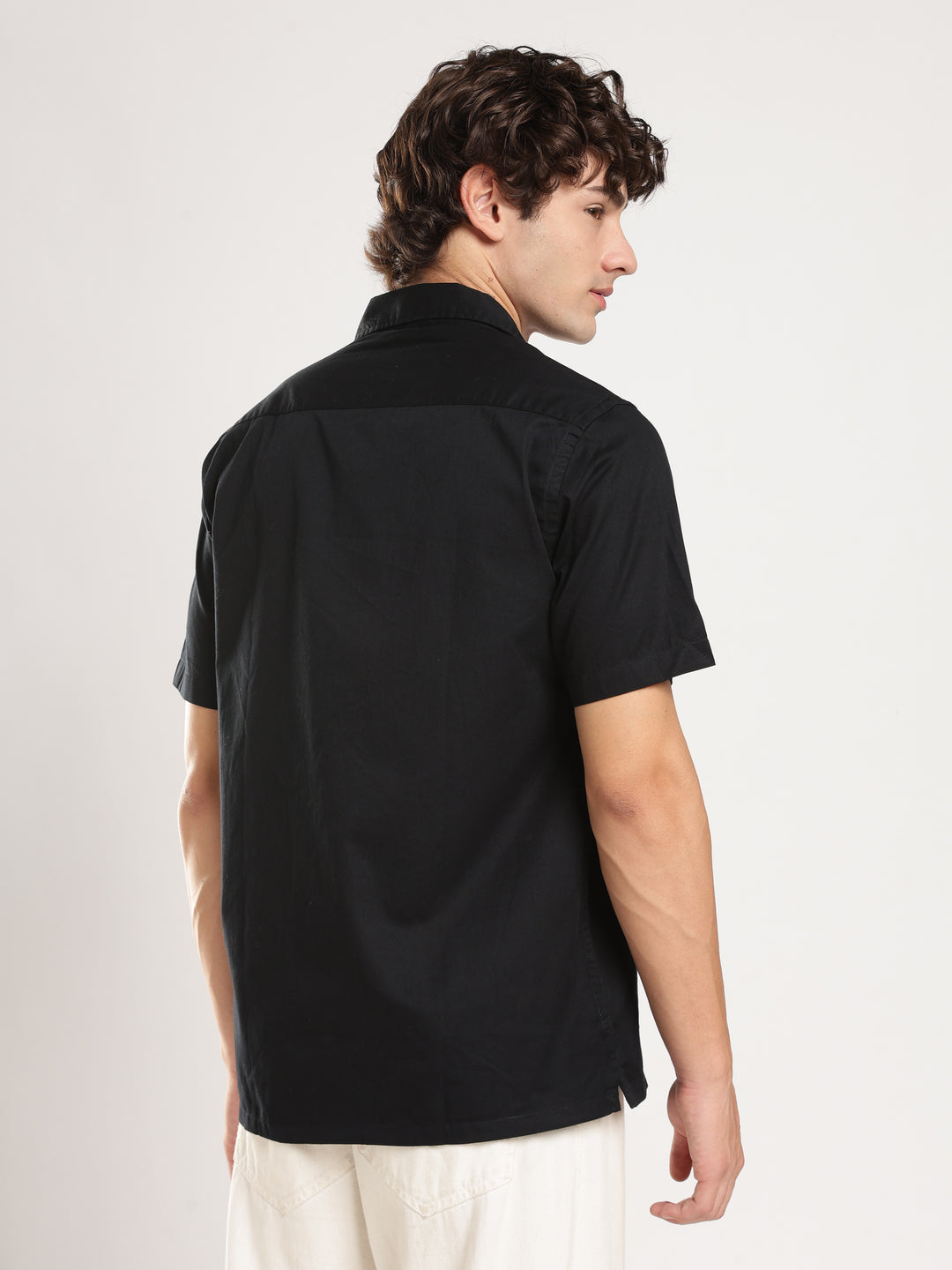 Black Solid Boxy Fit Shirt