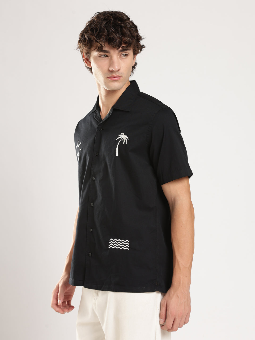Black Solid Boxy Fit Shirt