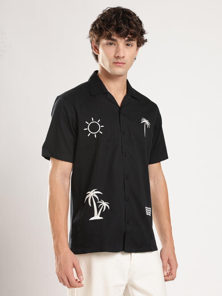 Black Solid Boxy Fit Shirt