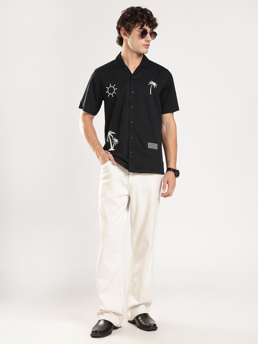 Black Solid Boxy Fit Shirt