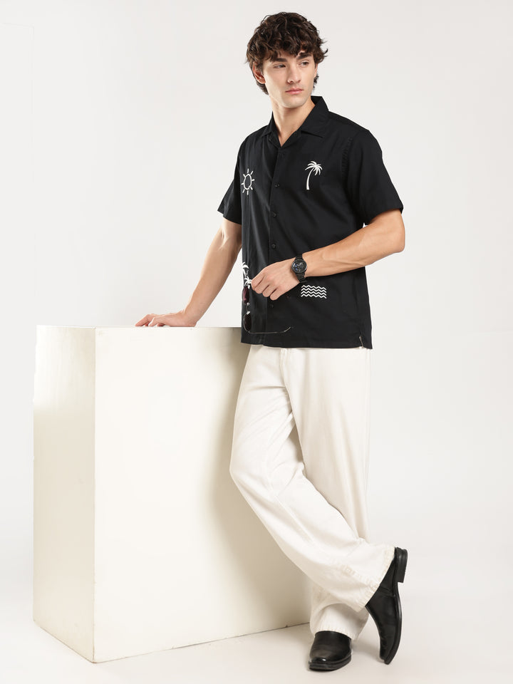 Black Solid Boxy Fit Shirt