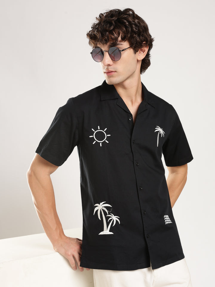 Black Solid Boxy Fit Shirt