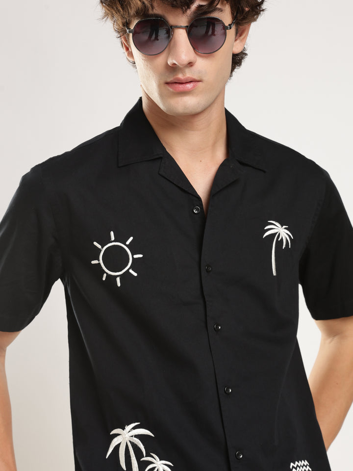 Black Solid Boxy Fit Shirt