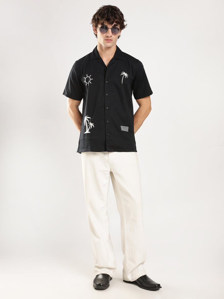 Black Solid Boxy Fit Shirt