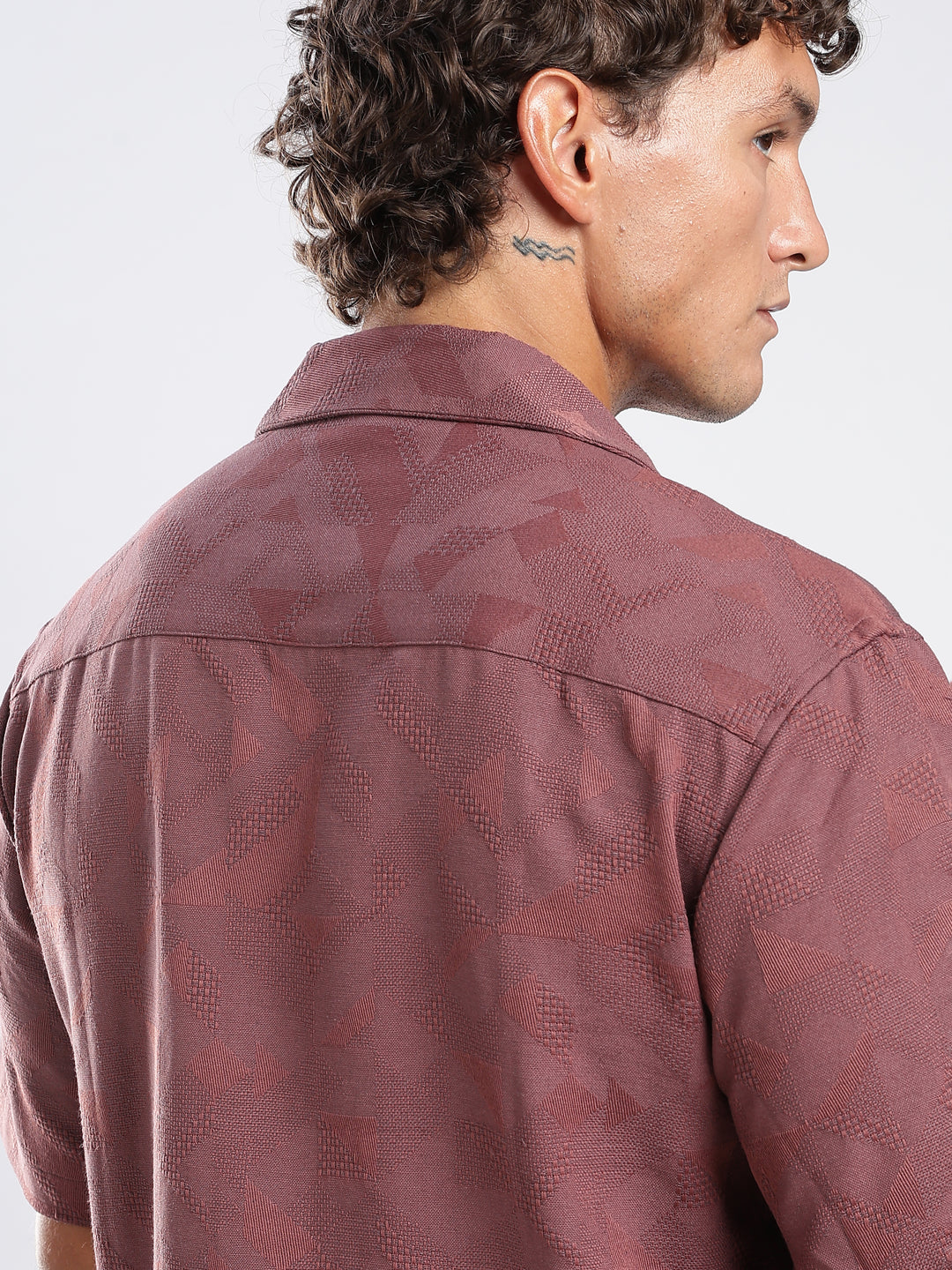 Wine Jacquard Boxy Fit Shirt