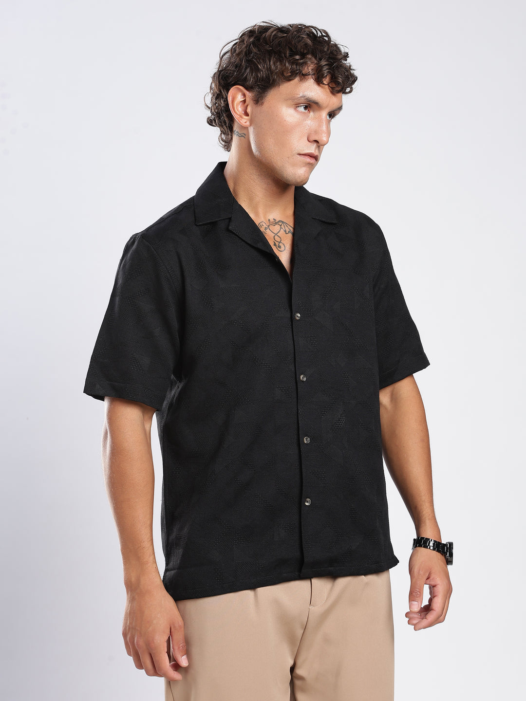 Black Jacquard  Shirt