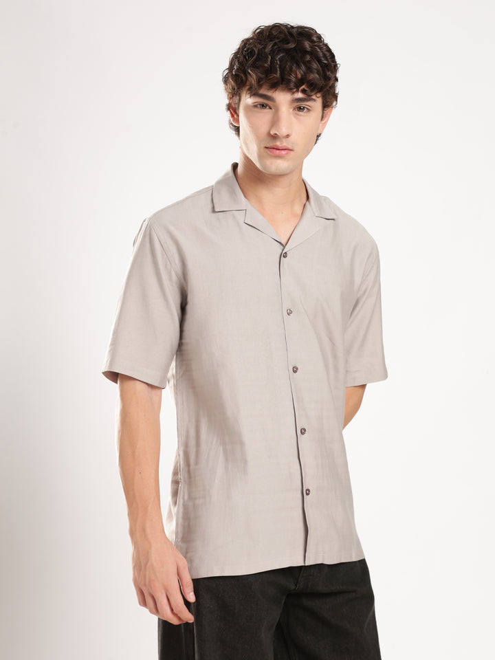 Grey Solid Boxy Fit Boxy Shirt