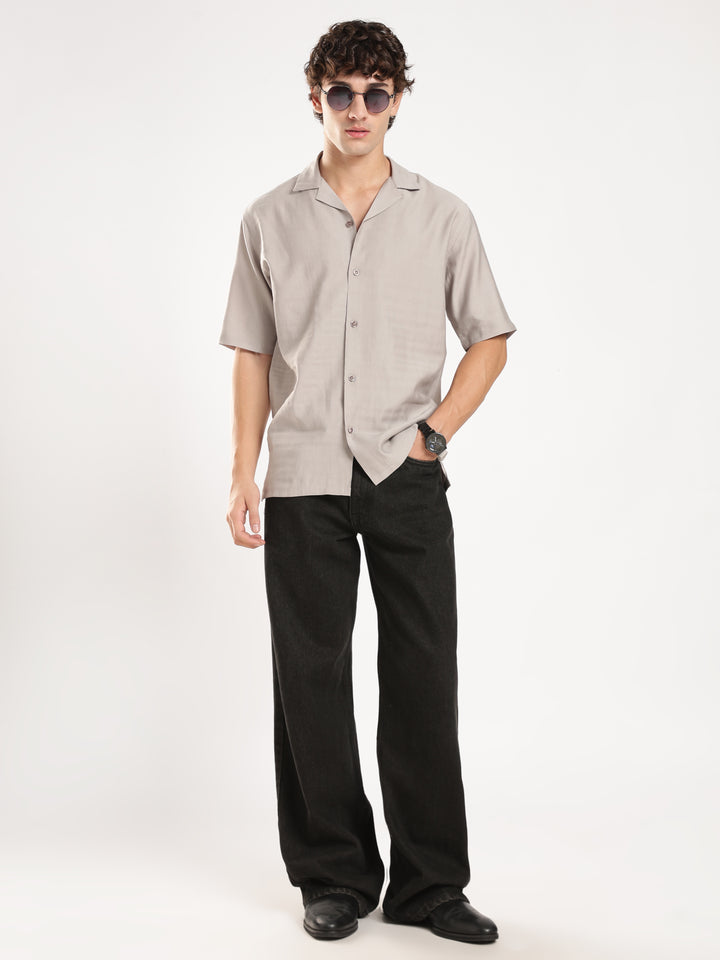 Grey Solid Boxy Fit Boxy Shirt