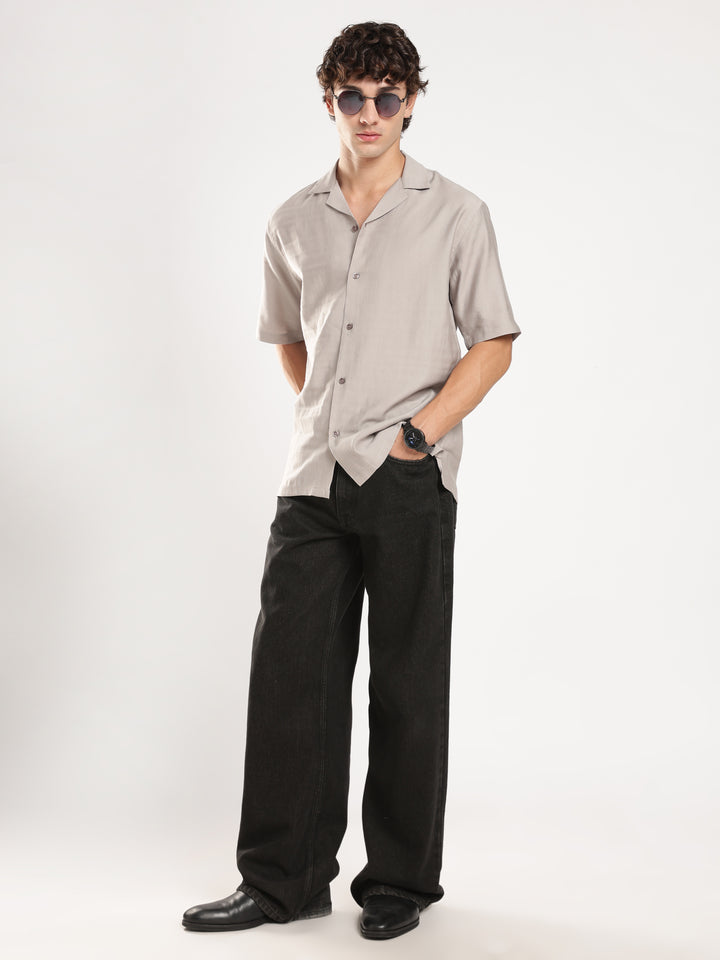 Grey Solid Boxy Fit Boxy Shirt