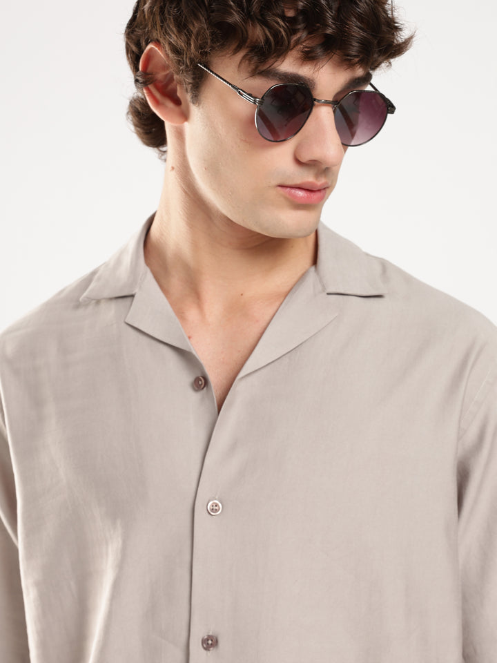 Grey Solid Boxy Fit Boxy Shirt