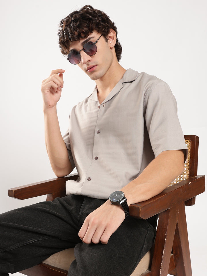 Grey Solid Boxy Fit Boxy Shirt