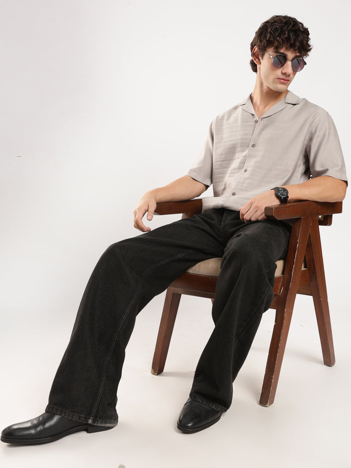 Grey Solid Boxy Fit Boxy Shirt