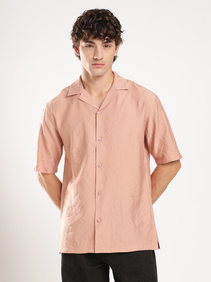 Peach Solid Boxy Fit Boxy Shirt