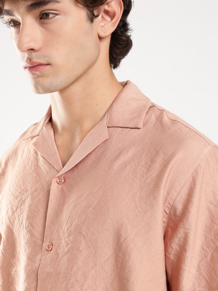 Peach Solid Boxy Fit Boxy Shirt