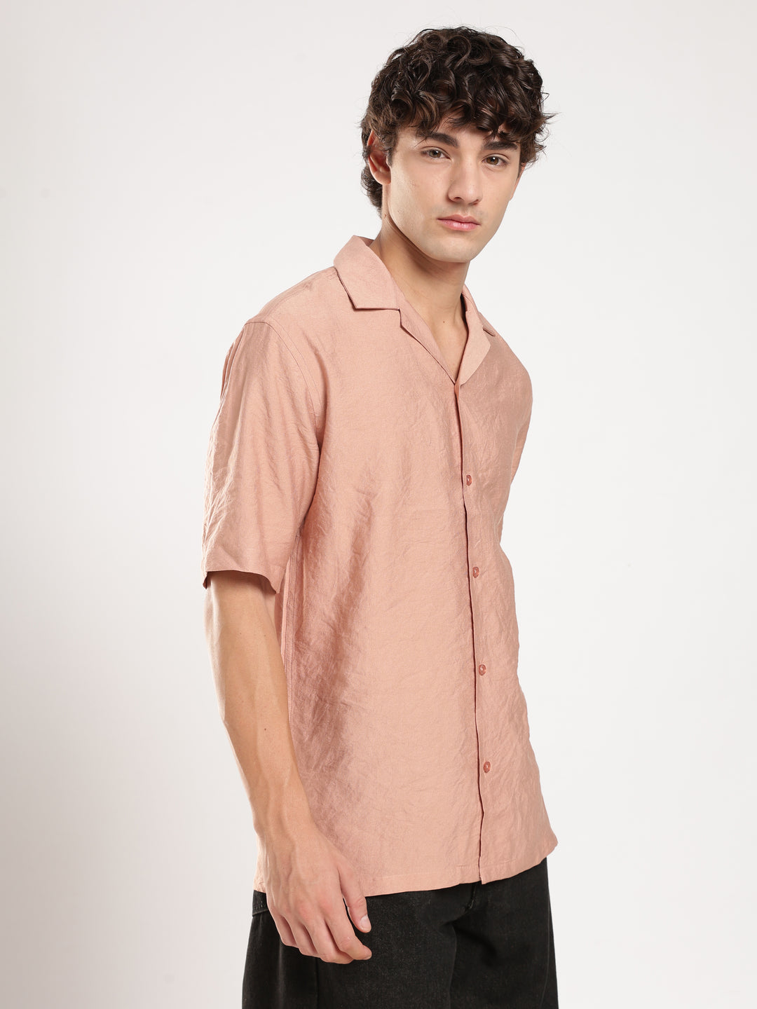 Peach Solid Boxy Fit Boxy Shirt