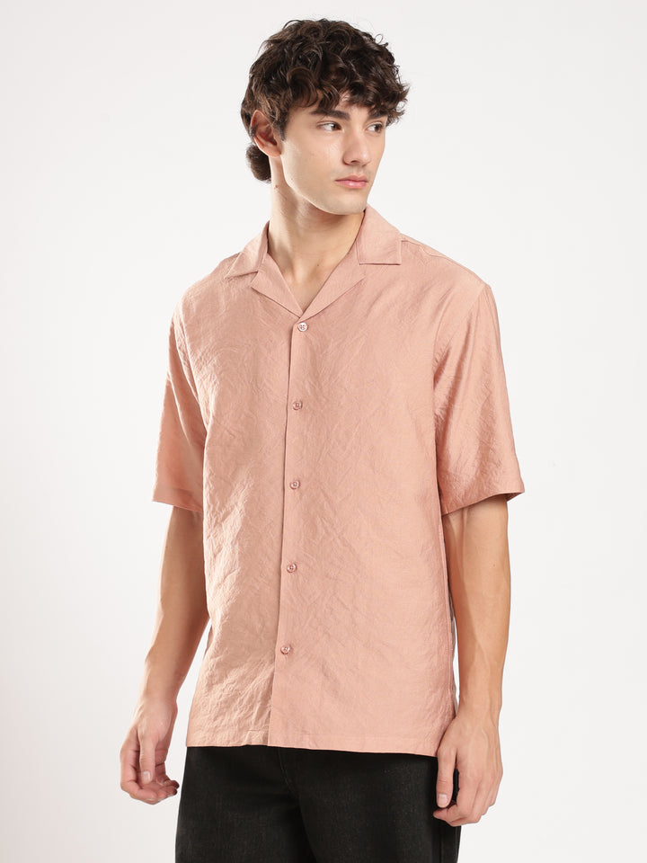 Peach Solid Boxy Fit Boxy Shirt