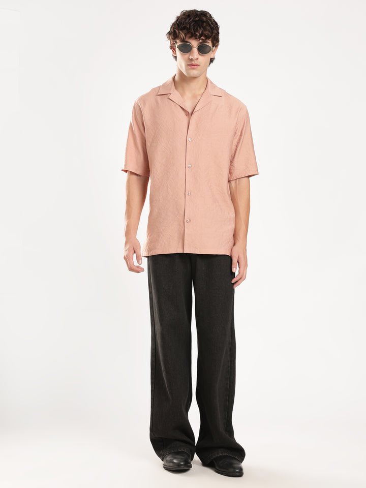 Peach Solid Boxy Fit Boxy Shirt