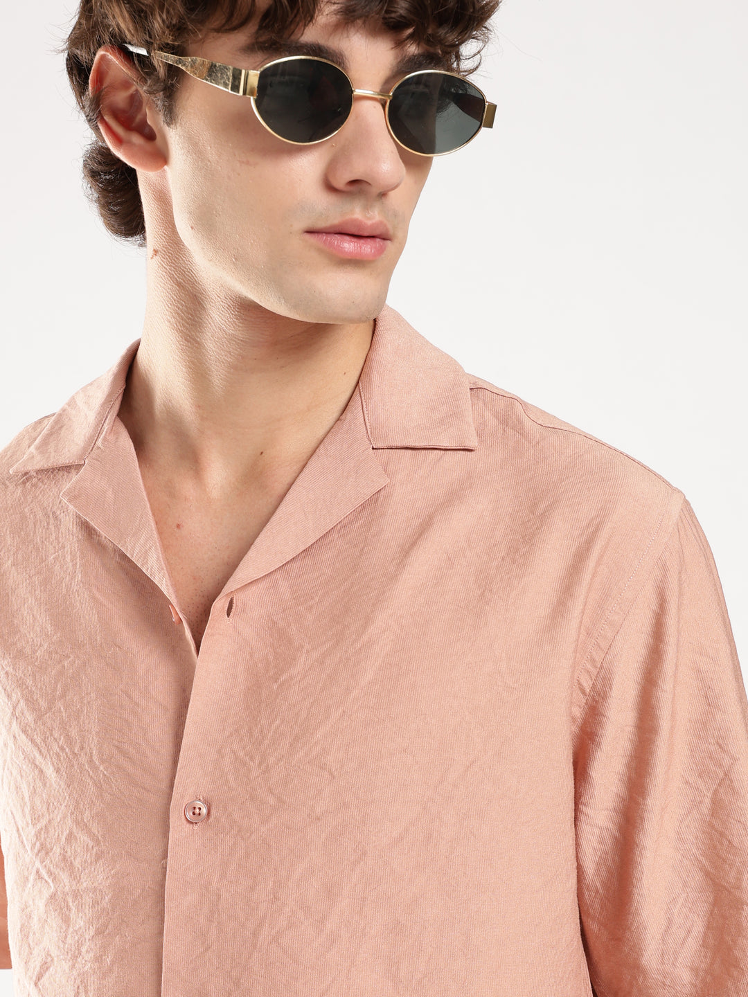 Peach Solid Boxy Fit Boxy Shirt