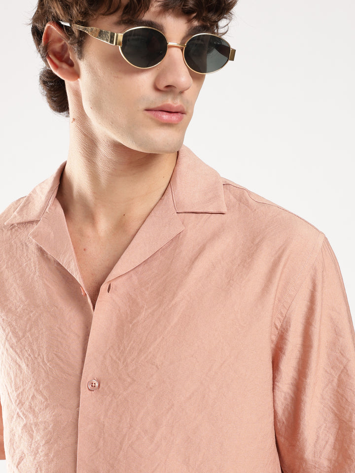Peach Solid Boxy Fit Boxy Shirt