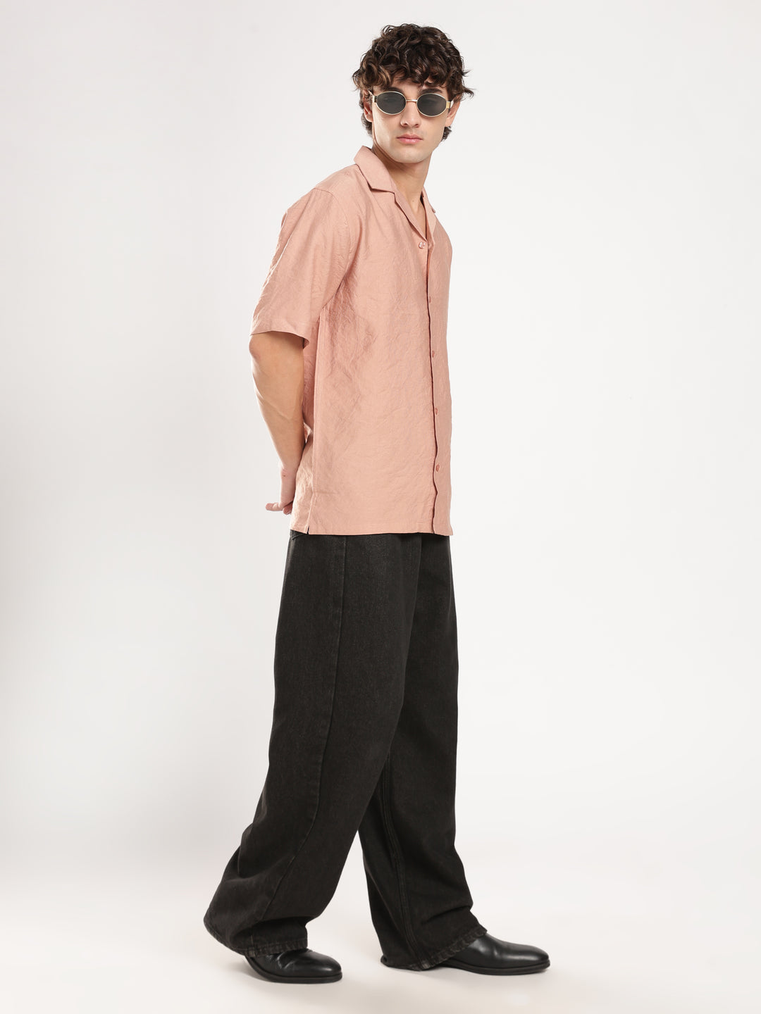 Peach Solid Boxy Fit Boxy Shirt