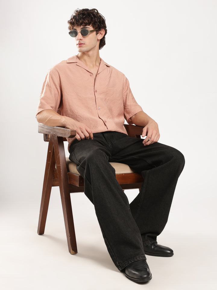 Peach Solid Boxy Fit Boxy Shirt