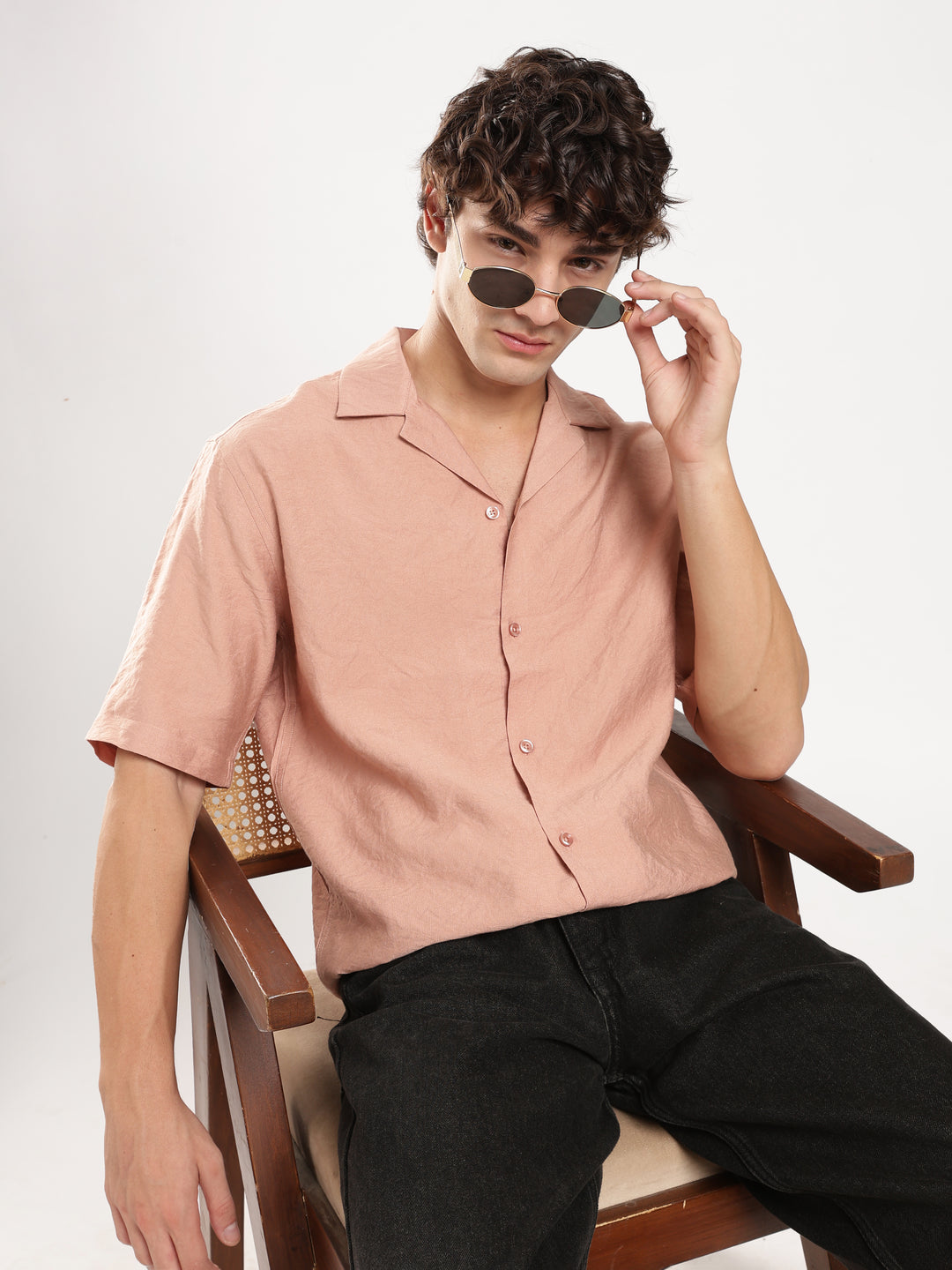 Peach Solid Boxy Fit Boxy Shirt