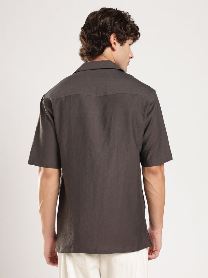Dark Grey Solid Boxy Fit Boxy Shirt