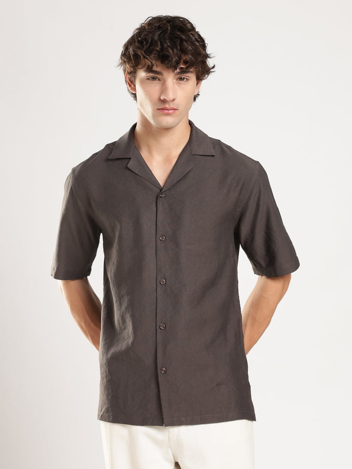 Dark Grey Solid Boxy Fit Boxy Shirt