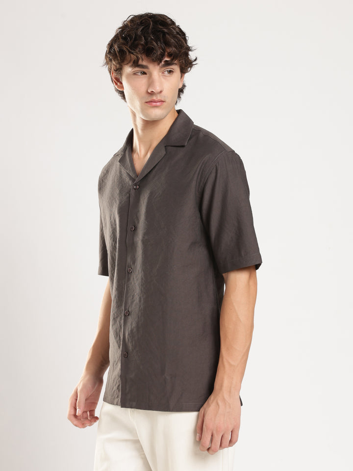 Dark Grey Solid Boxy Fit Boxy Shirt