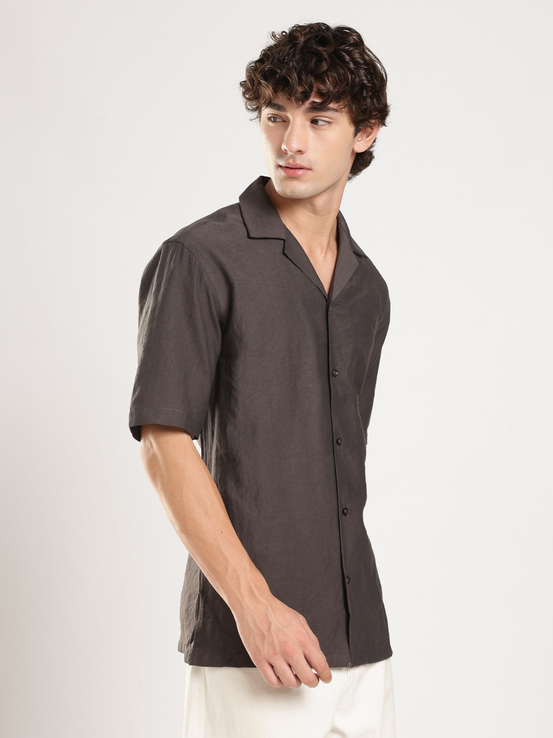 Dark Grey Solid Boxy Fit Boxy Shirt