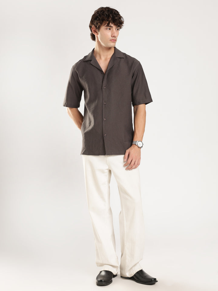 Dark Grey Solid Boxy Fit Boxy Shirt