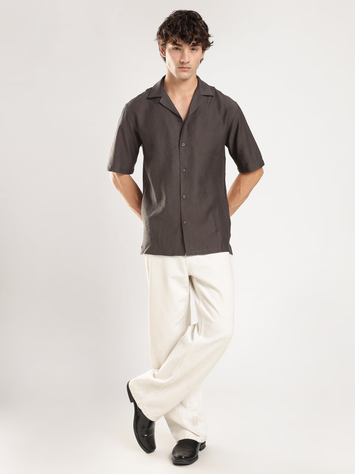 Dark Grey Solid Boxy Fit Boxy Shirt
