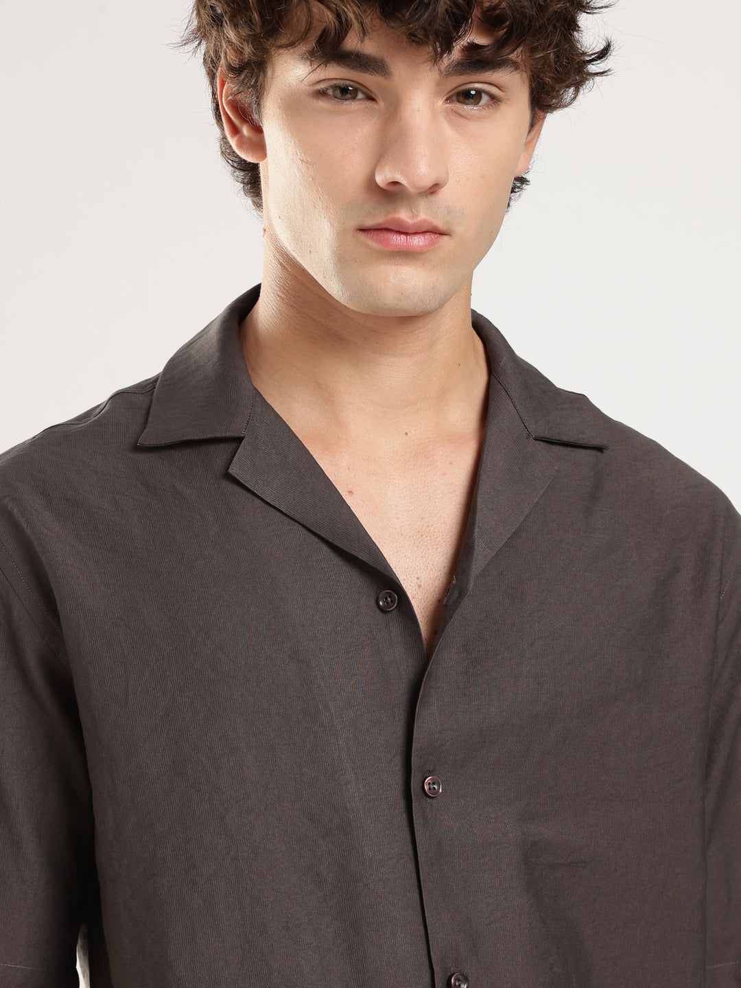 Dark Grey Solid Boxy Fit Boxy Shirt